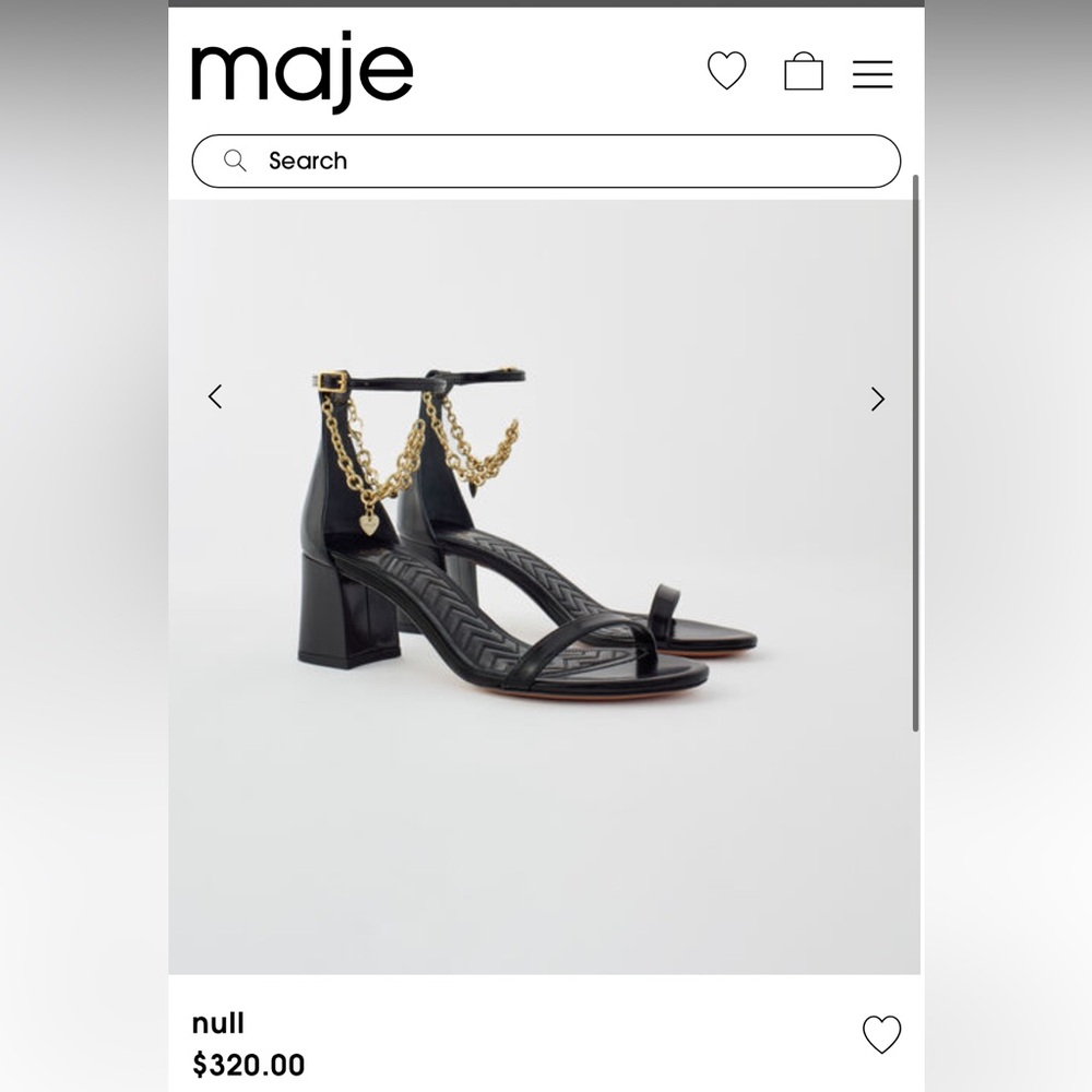 US 7.5 Maje Medium heel sandals with gold-tone chain